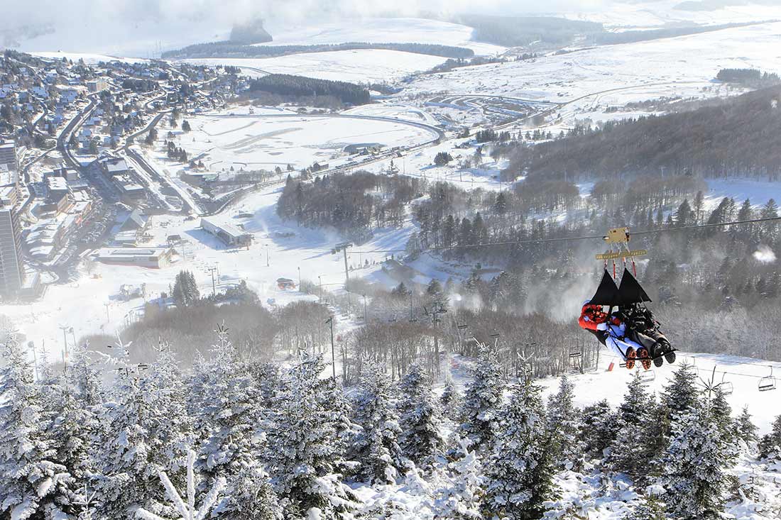 tyrolienne neige